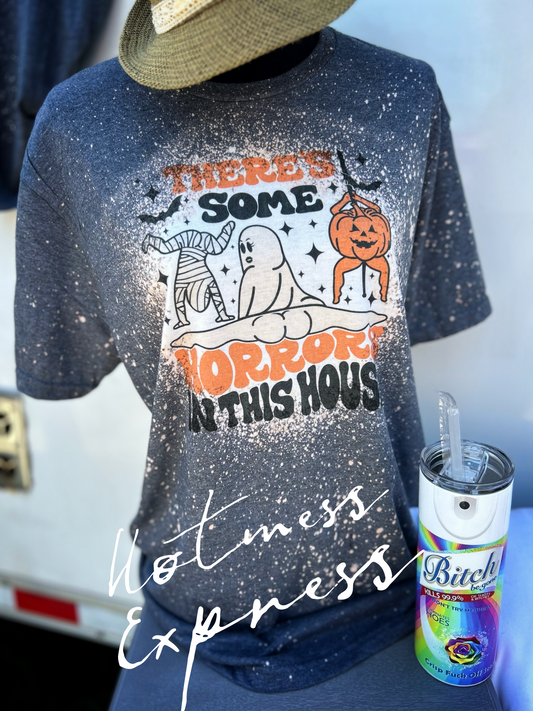There’s  Some Horrors In This House Graphic Tee Bleached Tie Dye