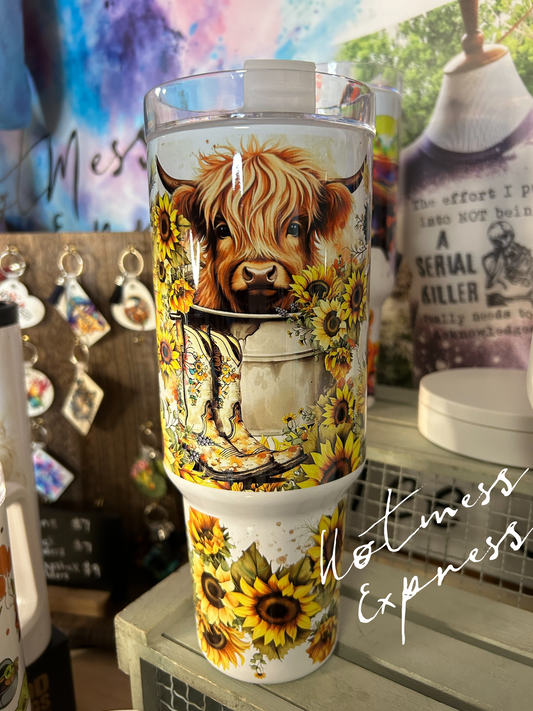 Highland Cow 40oz Handle tumblers - made to order
