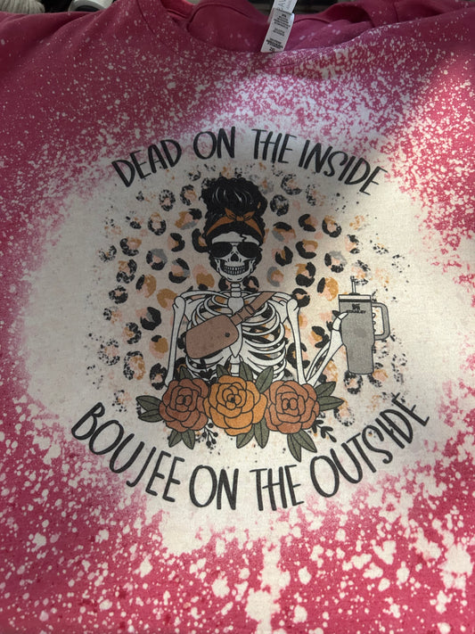 Dead on the Inside Boujee on the Outside Graphic Tee Bleached