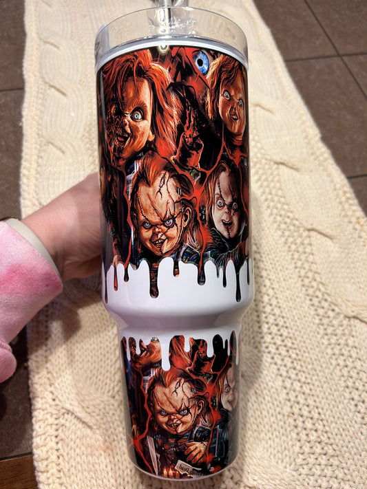 Creepy Doll 40oz Handle tumblers - made to order be