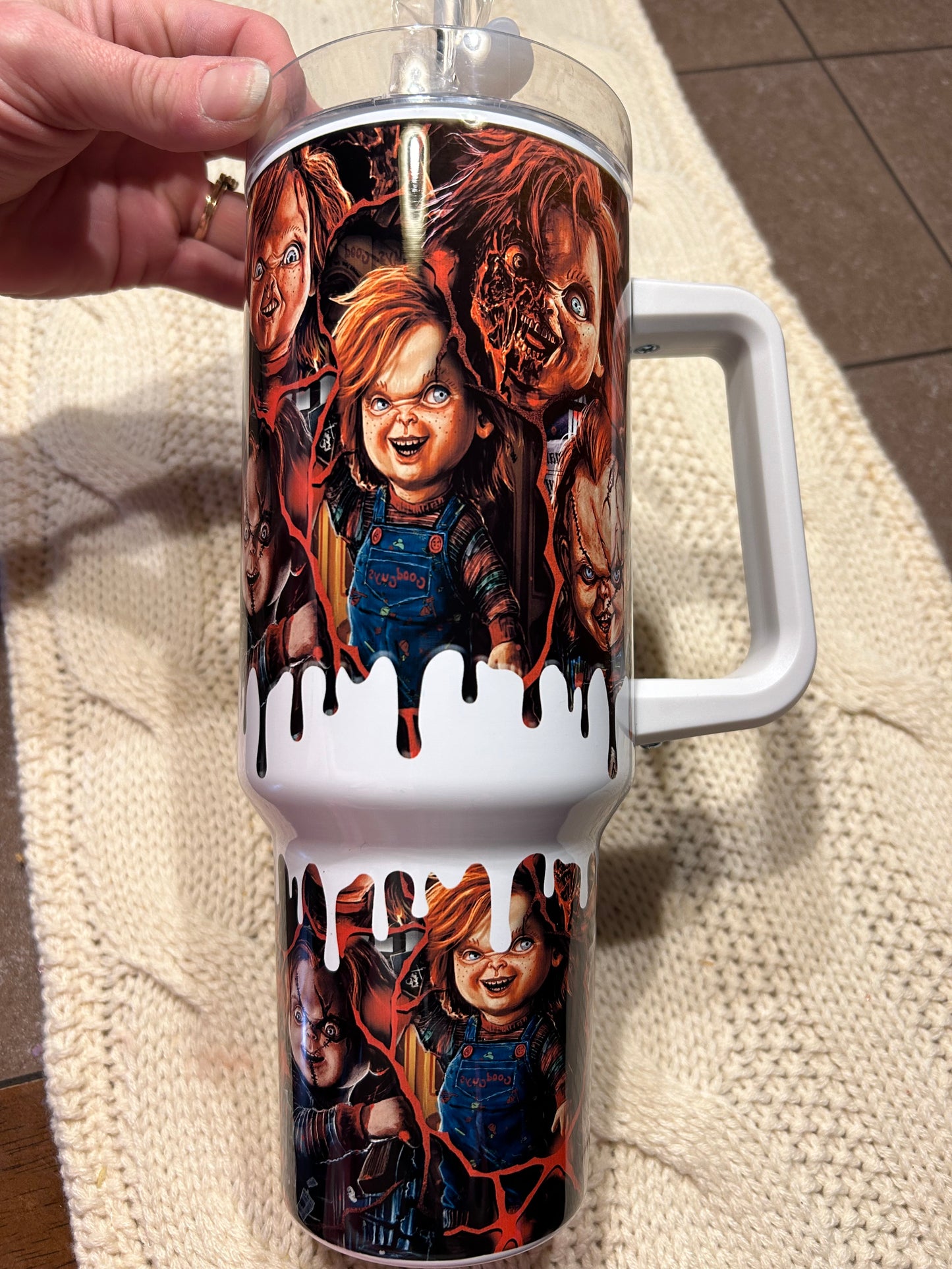 Creepy Doll 40oz Handle tumblers - made to order be