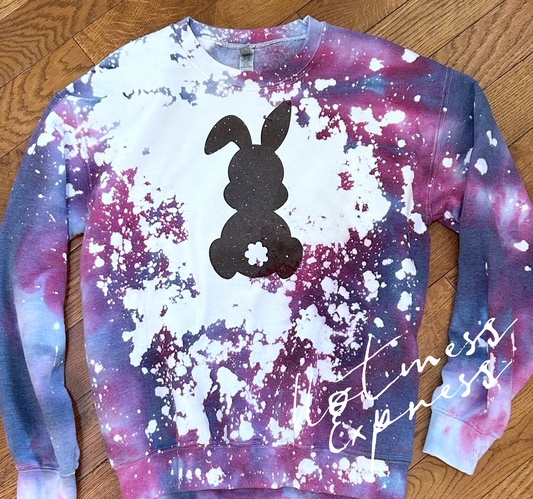 Faux Glitter Silhouette Bunny Graphic Crewneck Sweatshirt