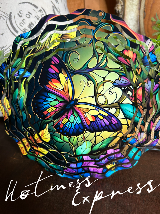 Stained Glass Butterfly Wind Spinner