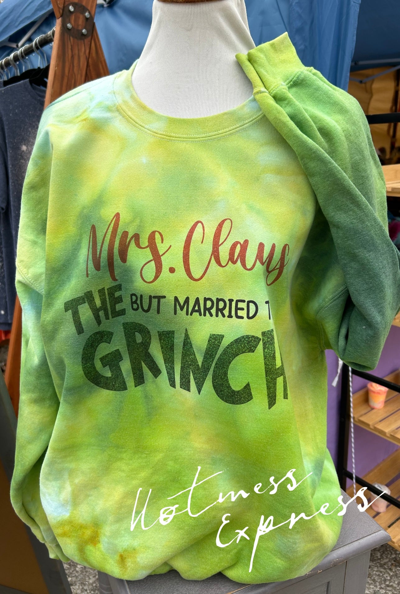 Mrs. Clause but Married to the Grinch Graphic Crewneck Sweatshirt