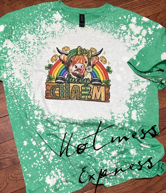 Lucky Charm Highland Cow Graphic Tee