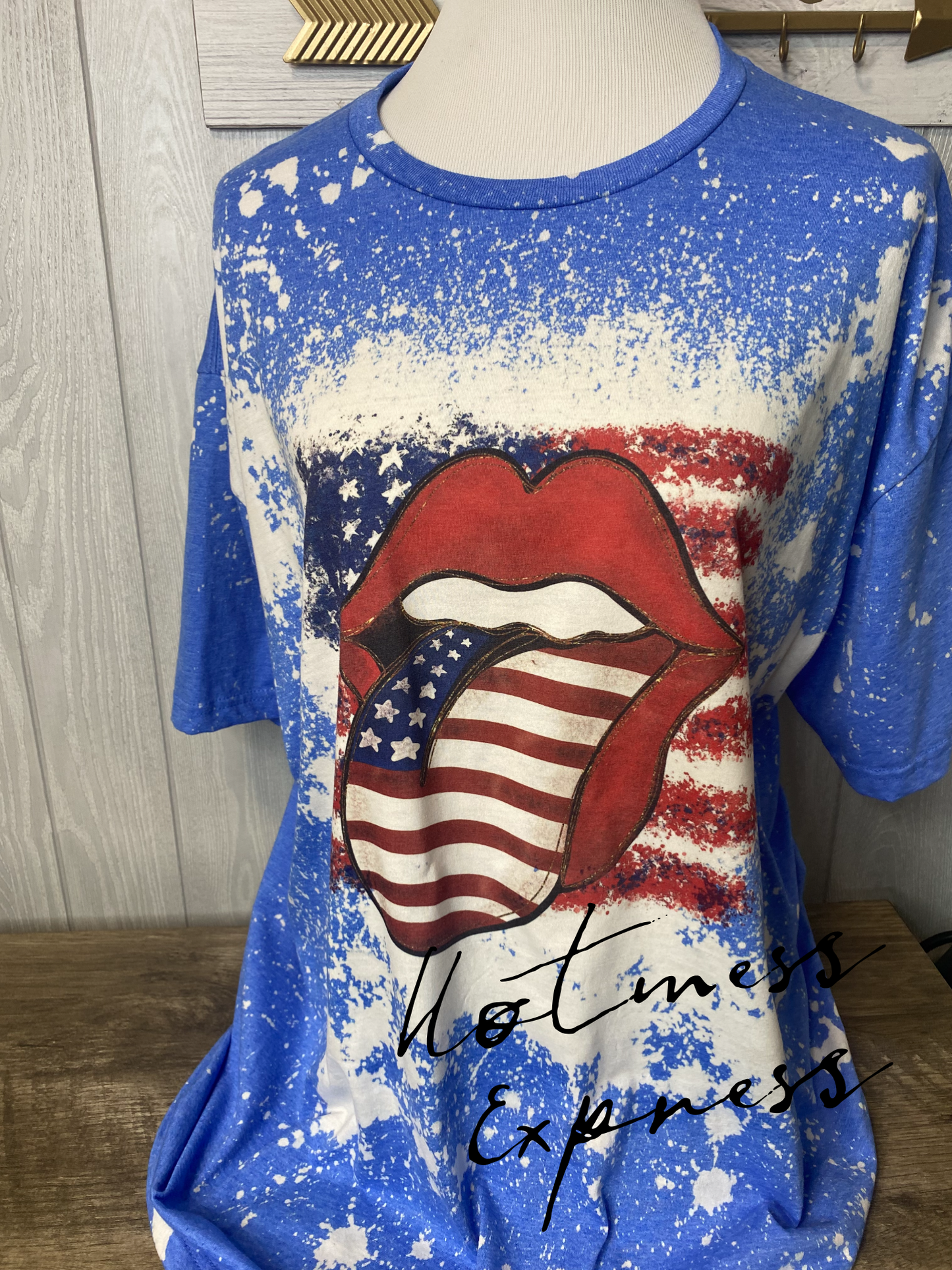 Patriotic Mouth Graphic Tee Bleached