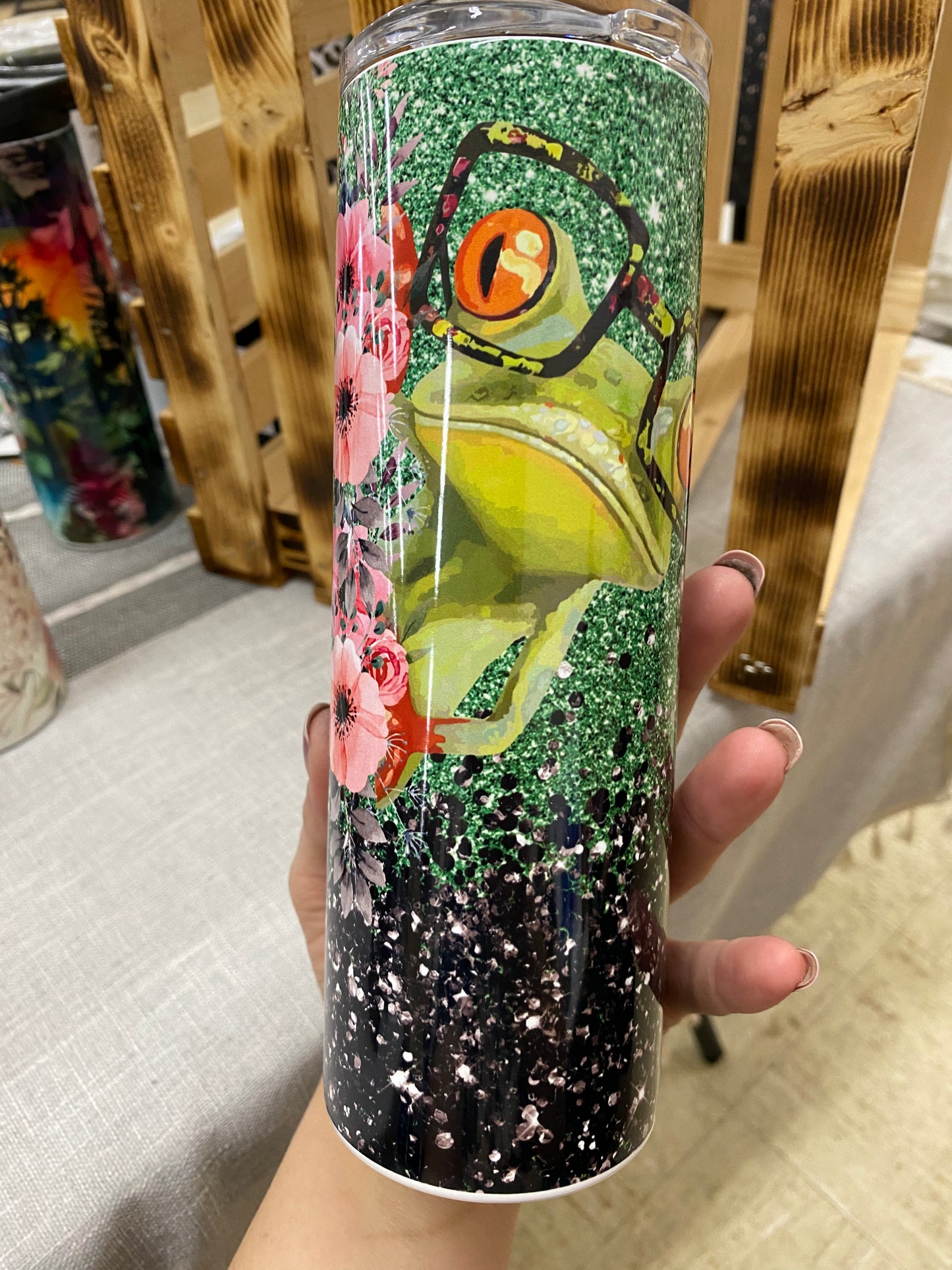 Feeling Froggy with duo lid Mom Skinny Tumbler