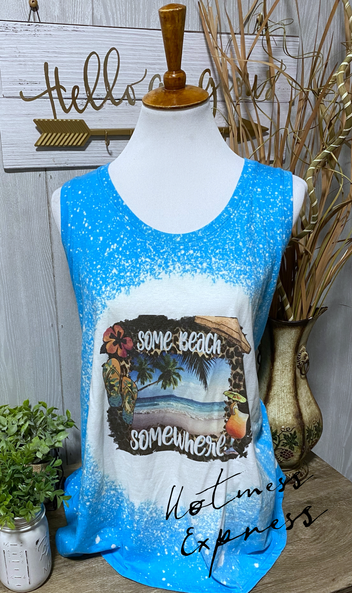 Some Beach Some Where Racerback Graphic Tank