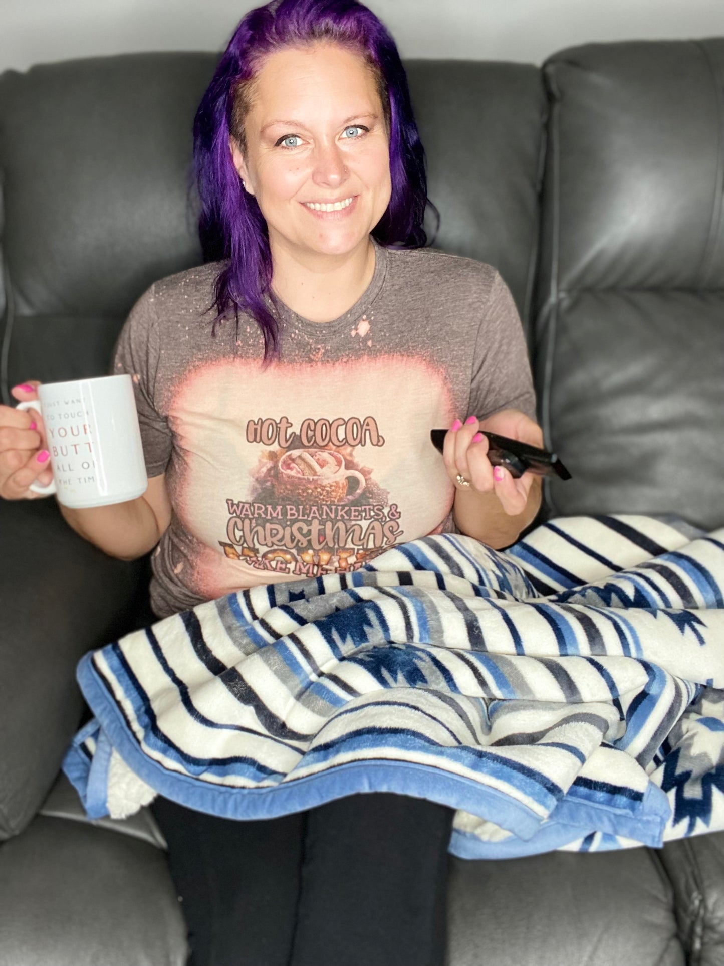 Hot Cocoa Warm Blankets and Christmas Movies Graphic Tee