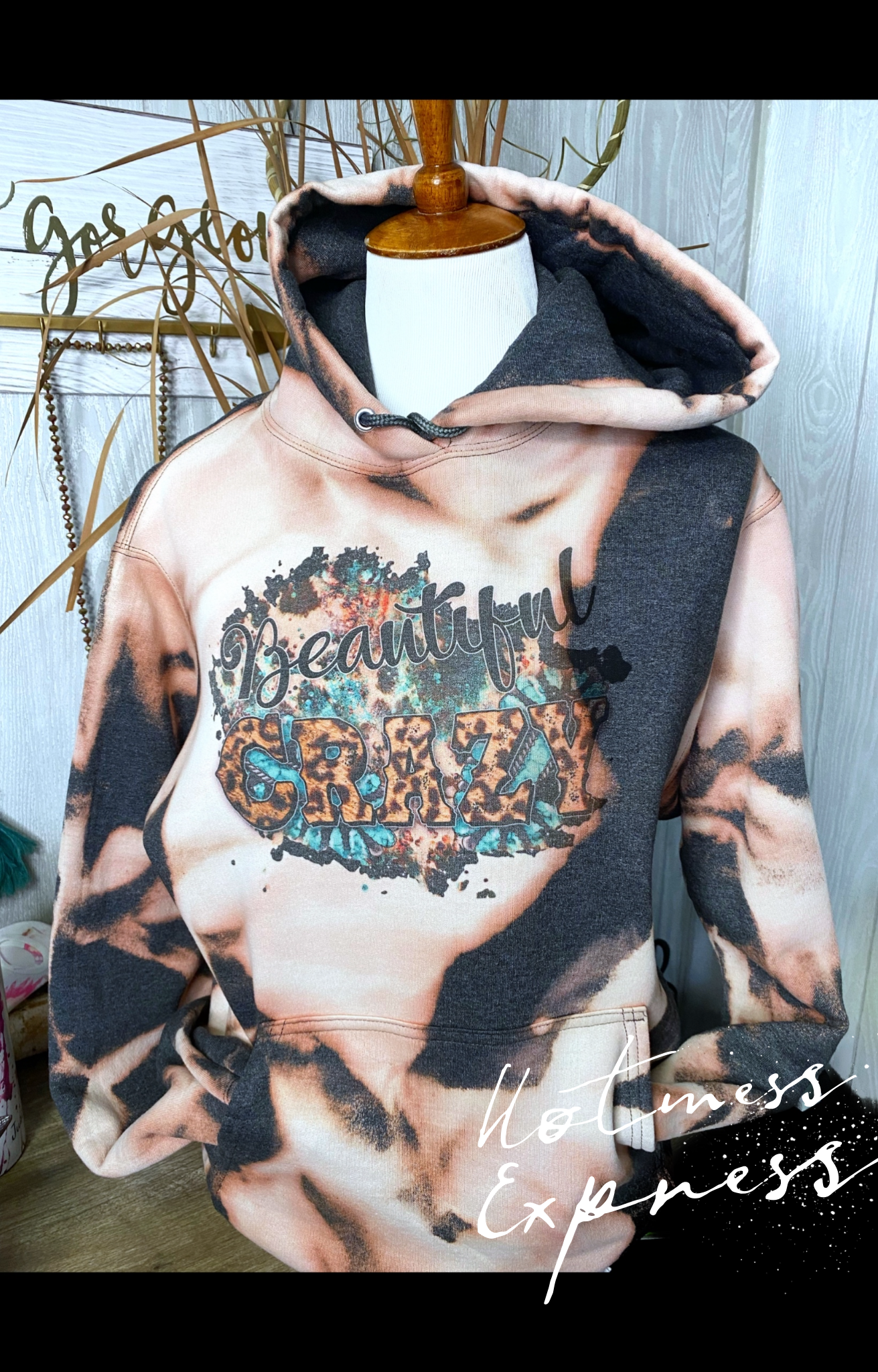 Beautiful Crazy Graphic Bleached Hoodie