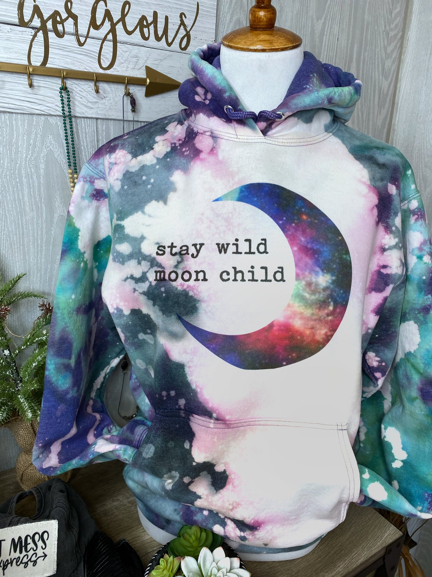Stay Wild Moon Child Tye Dye Hand Dyed HME Hoodie