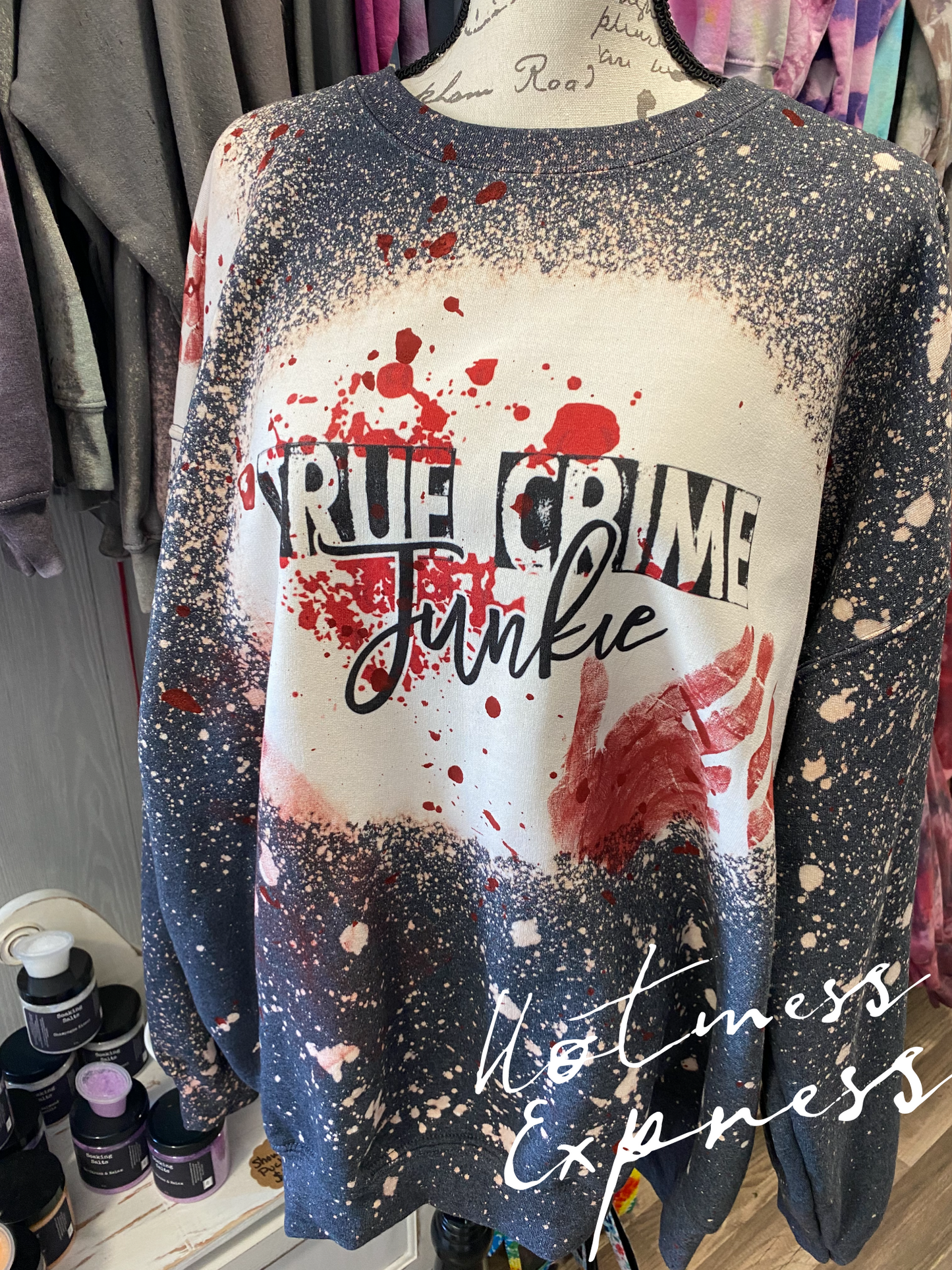 True Crime Charcoal Crewneck Graphic Crewneck Sweatshirt