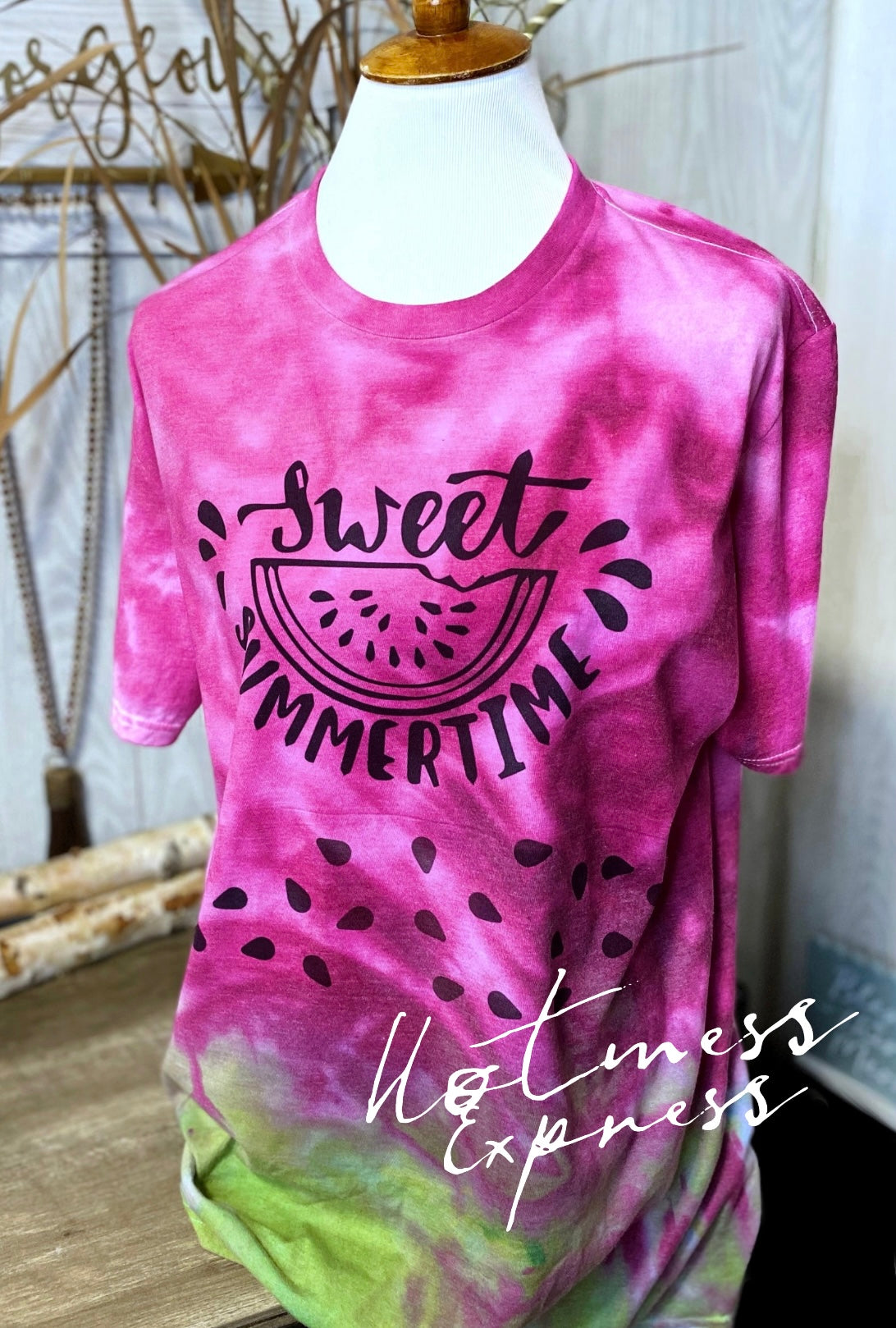 Sweet Summertime Watermelon Graphic Tee Hand Dyed