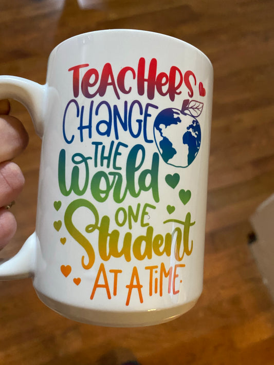 Teachers Change The World Custom Printed 14oz Mugs