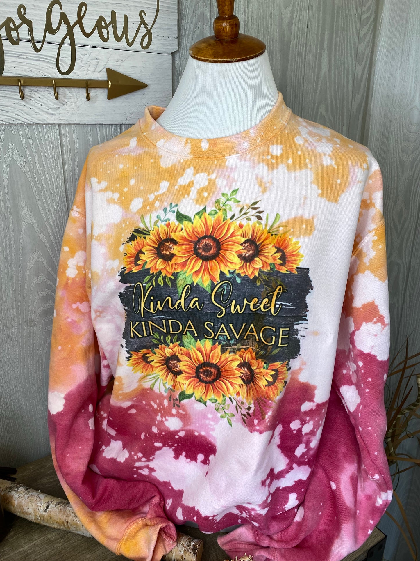 Kinda Sweet Kinda Savage Sunflower Graphic Crewneck Sweatshirt