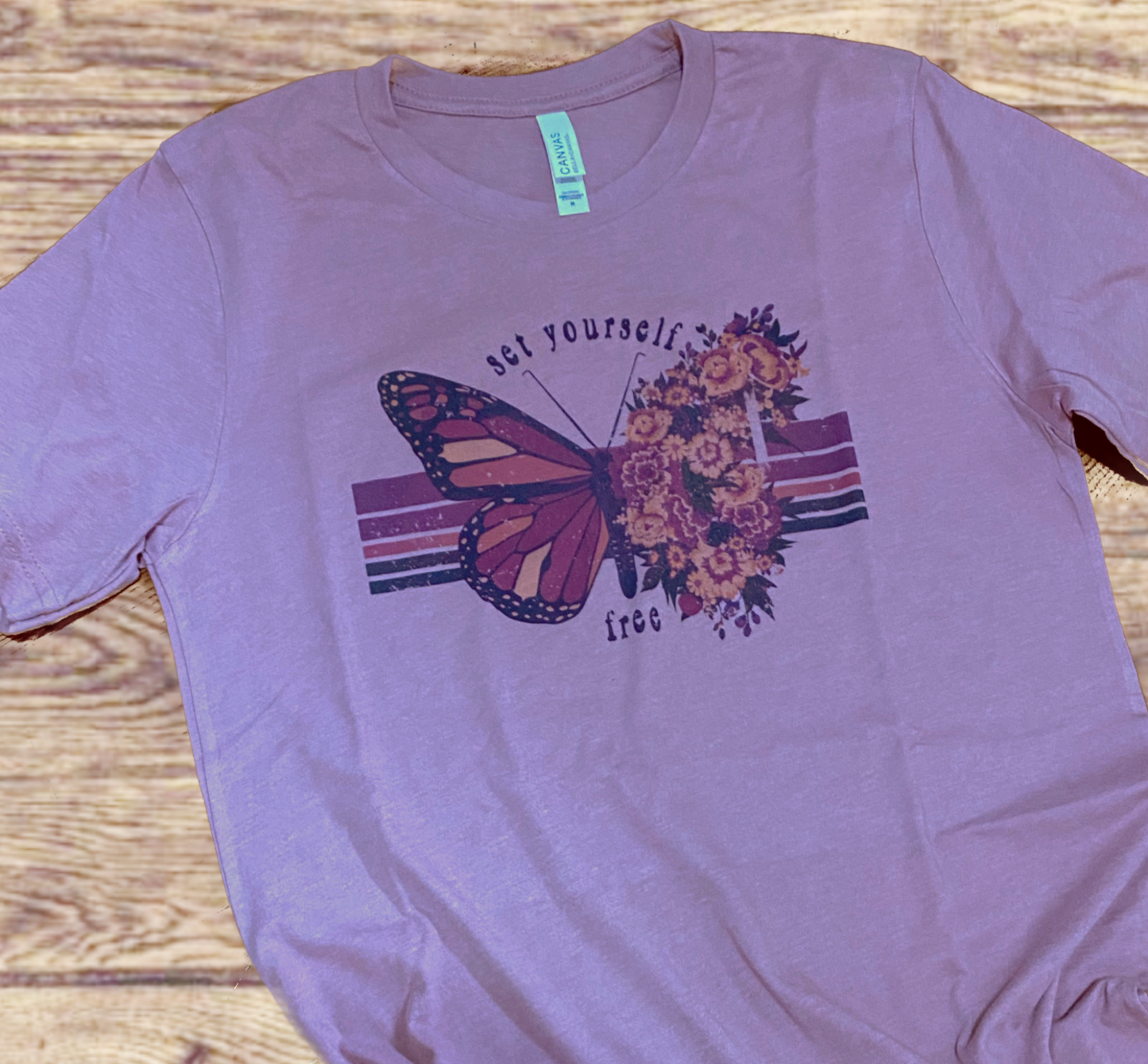 Set Yourself Free Butterfly Graphic Tee Purple