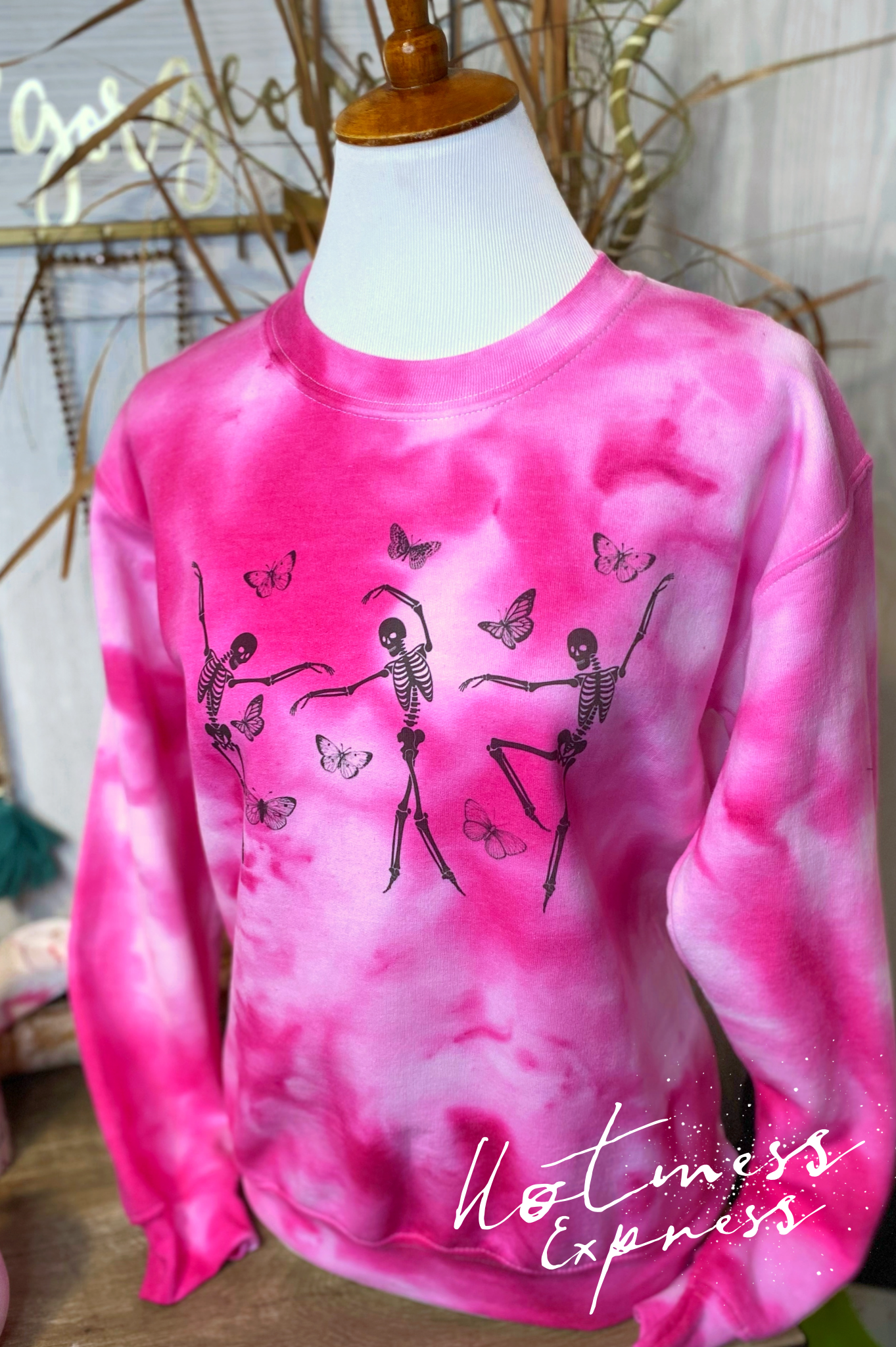Dancing Skelly’s And Butterflies Graphic Crewneck Sweatshirt