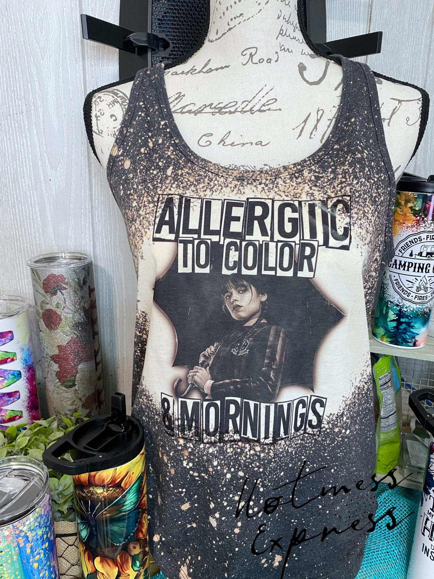 Allergic to Color And Mornings Racerback Graphic Tank