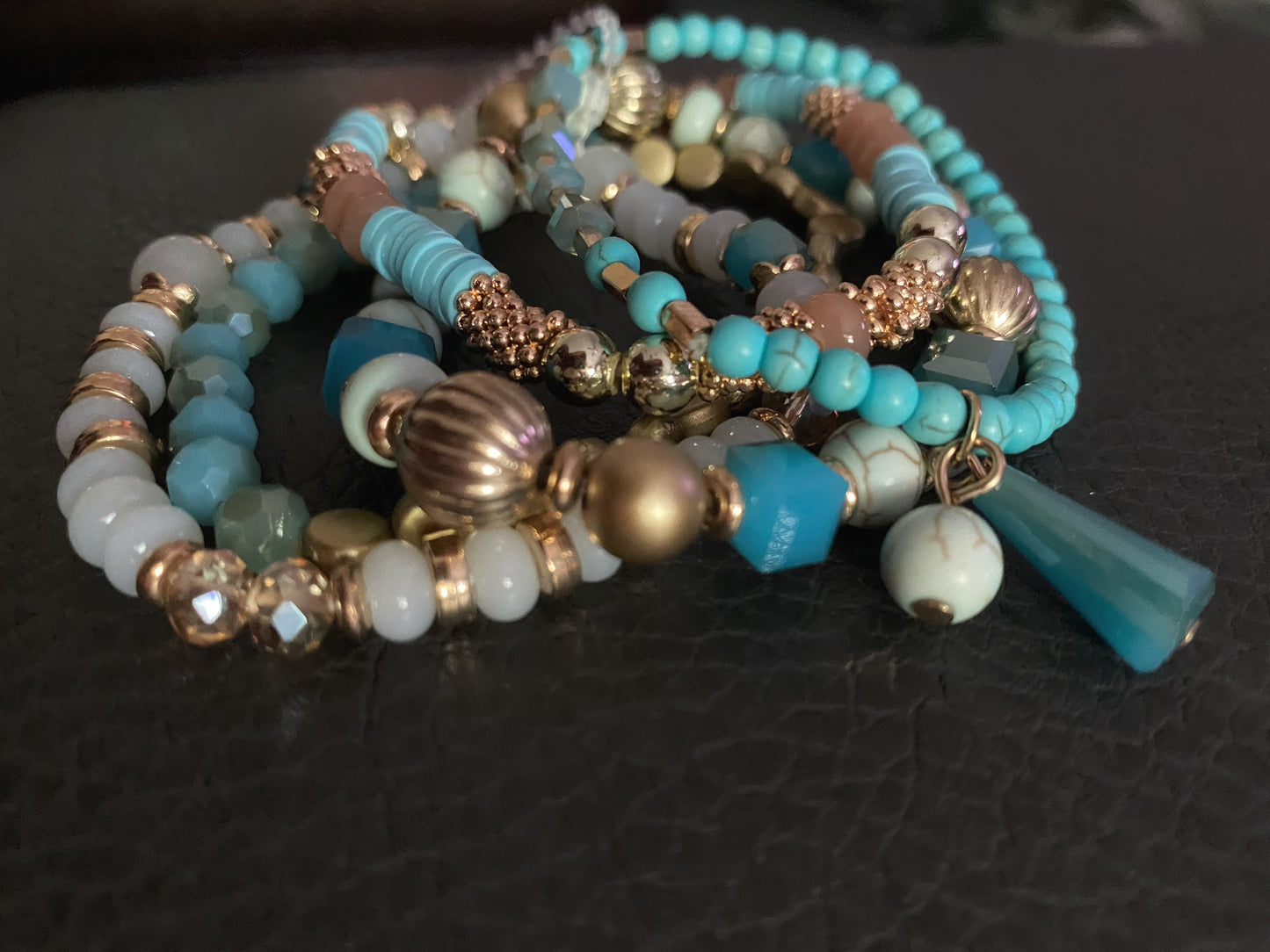 Riah Beaded Tassel Charm Bracelet Sets