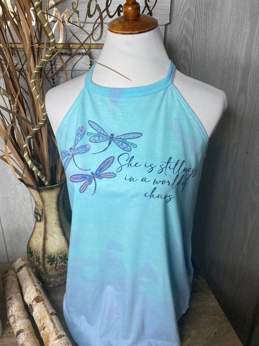 She Is Stillness In A World Of Chaos Graphic Rocker Tank