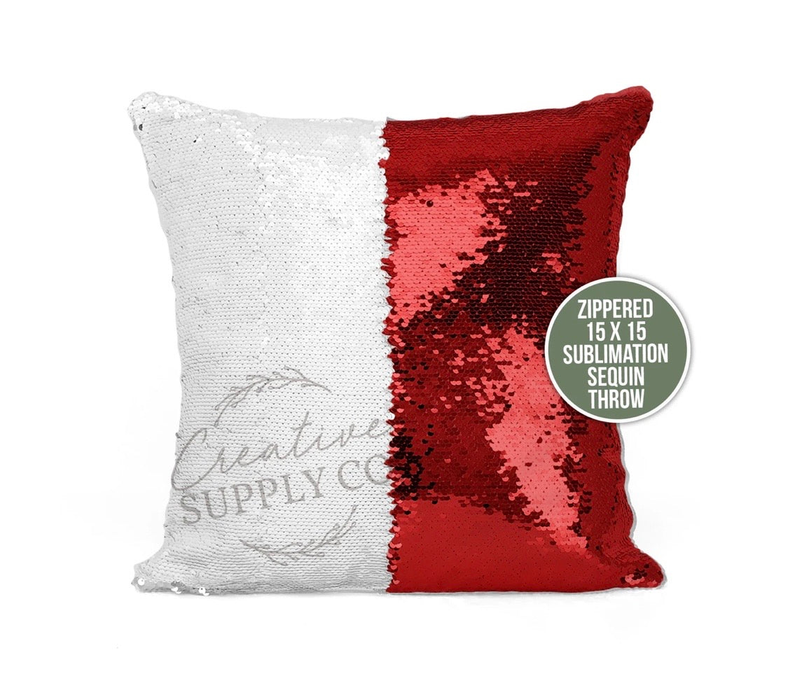 Custom Printed Sequin Throw Pillow Covers (Qty 1)