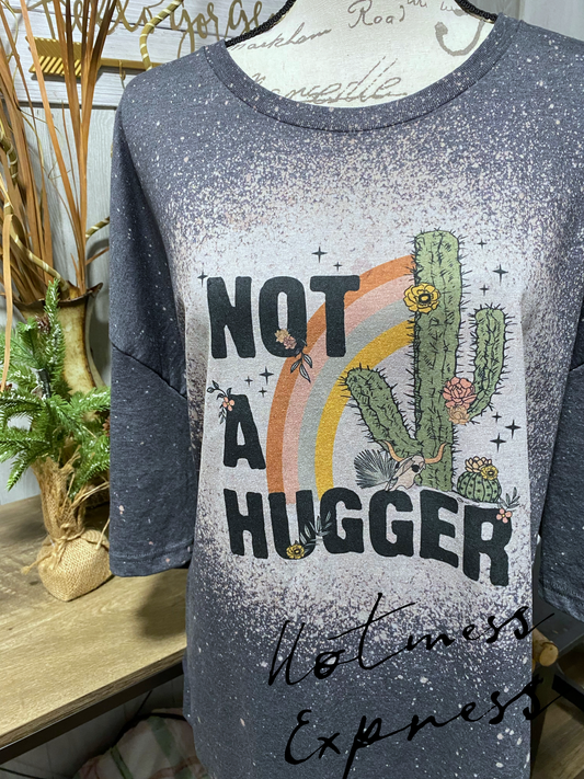 Not A Hugger Bleached Grey Graphic Tee