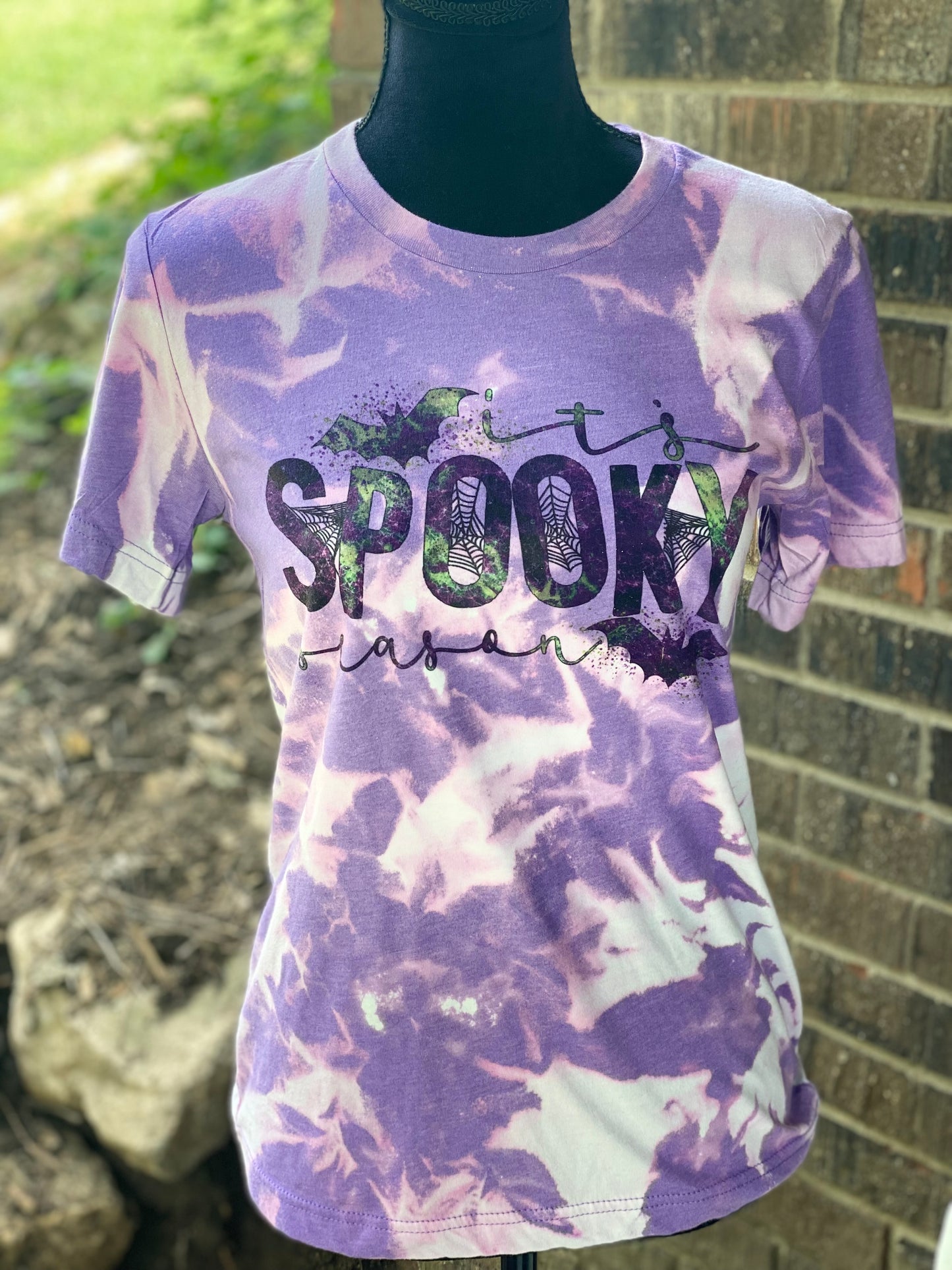 It’s Spooky Season Purple Graphic Tee Bleached Tie Dye