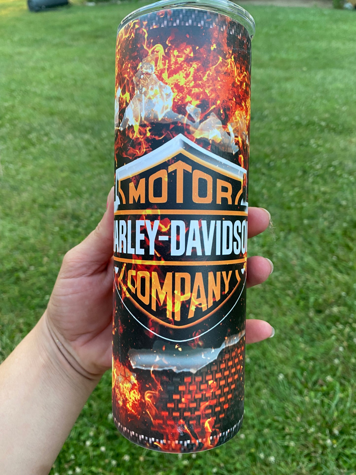 Motorcycle and fire Tumbler Glow in the Dark