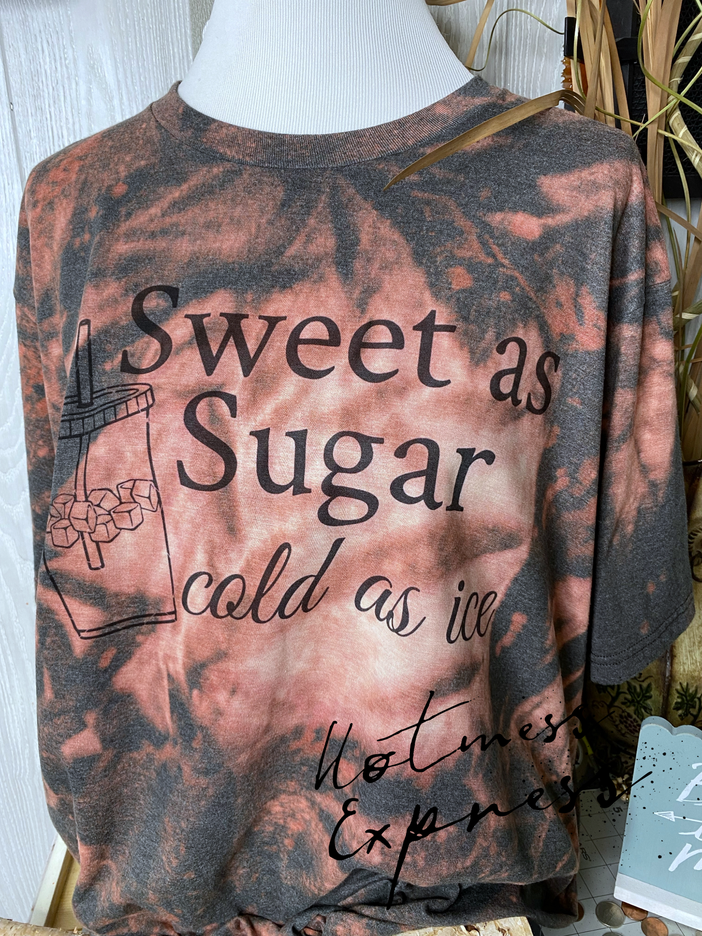 Sweet as Sugar Cold as Ice Graphic Tee Bleached Tie Dye