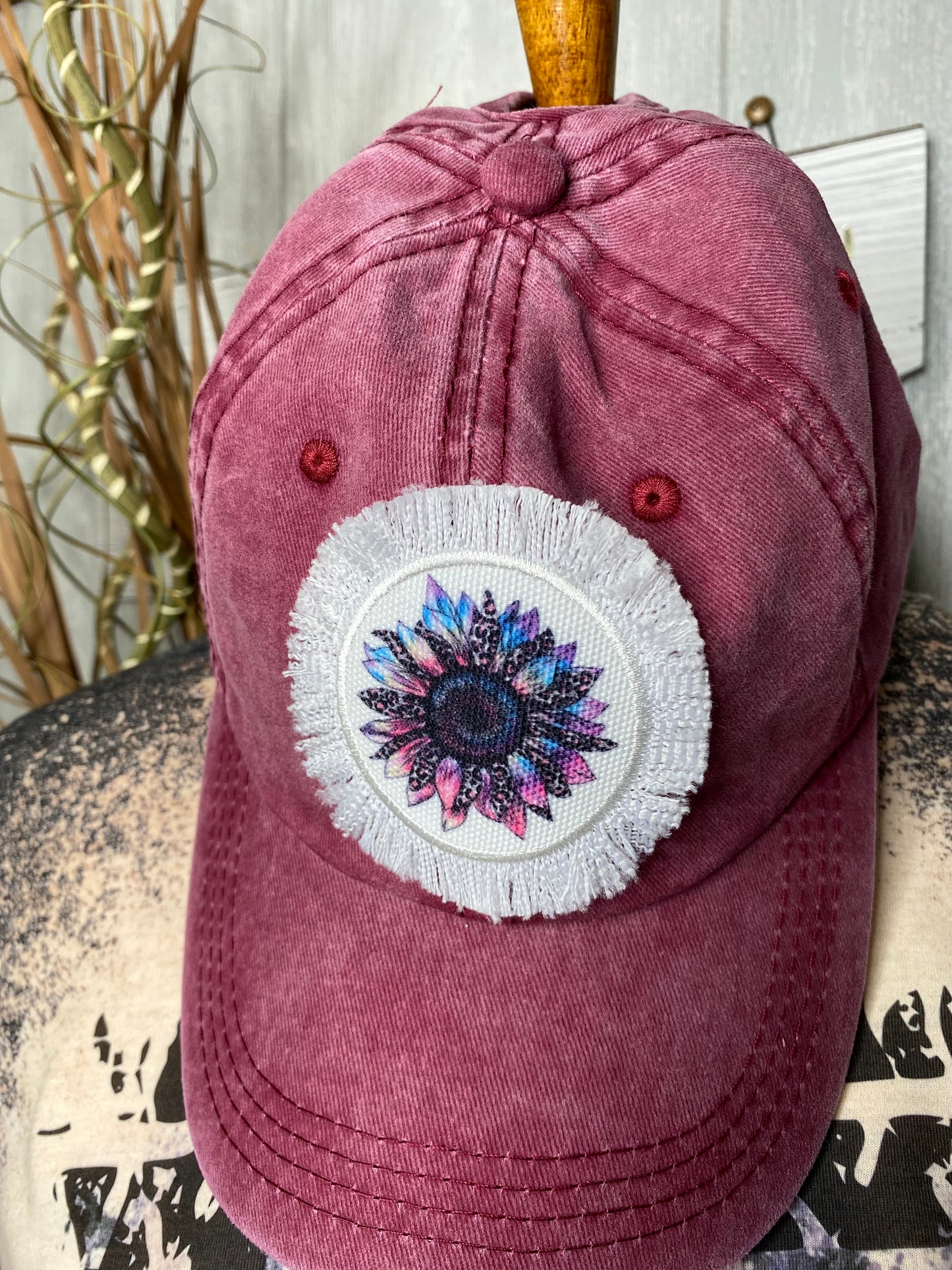 Sunflower Acid Washed Ball Cap Ponytail hats