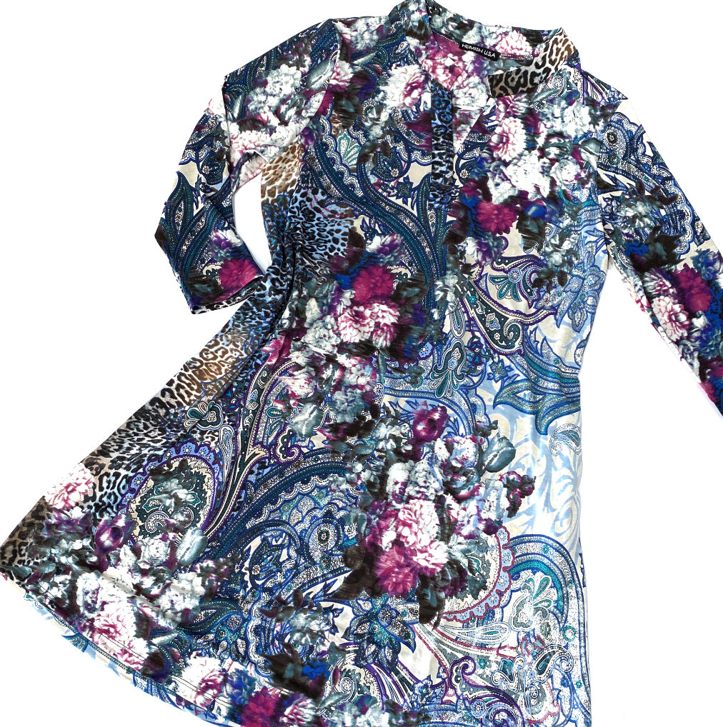 Mixed pattern Tunic/Dress with Pockets