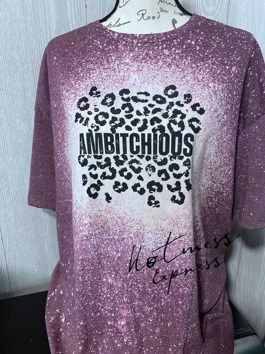 Ambitchious Bleached Graphic Tee Heathered Maroon