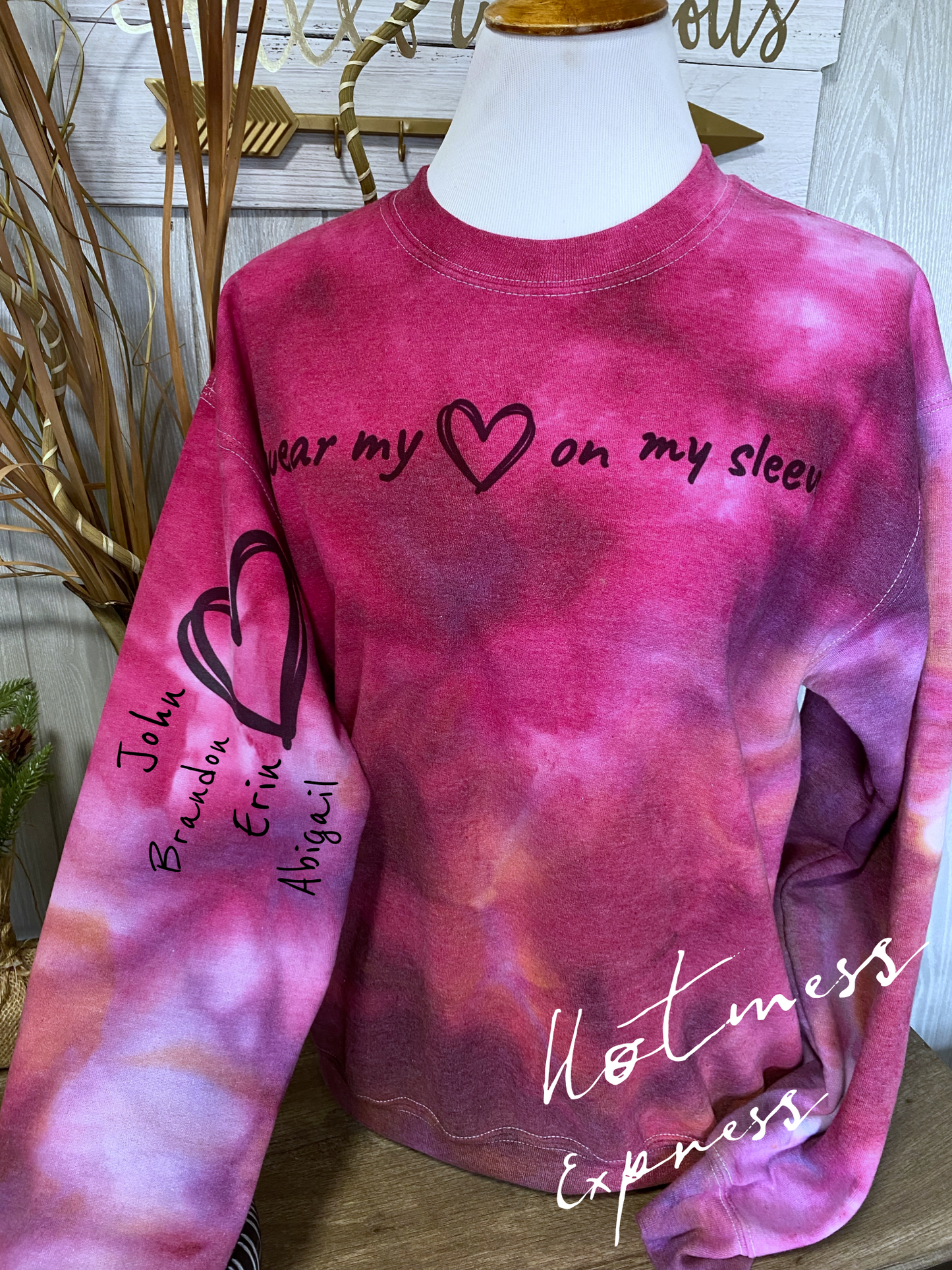 I wear my heart on my sleeve Valentine Graphic Crewneck Sweatshirt