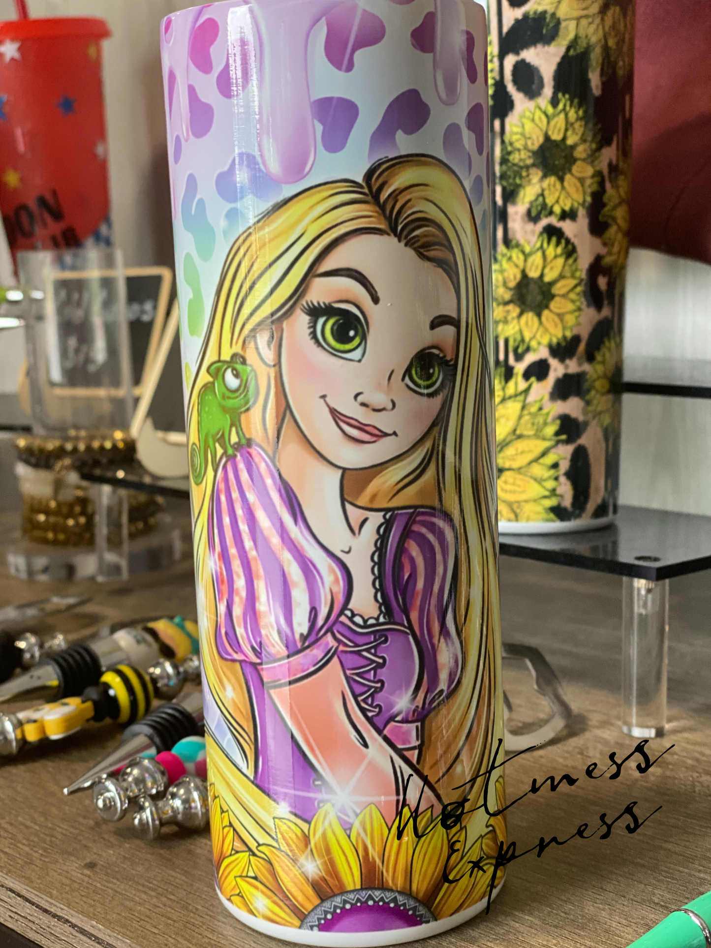 Long Haired Girl & Lizzard skinny tumblers - made to order