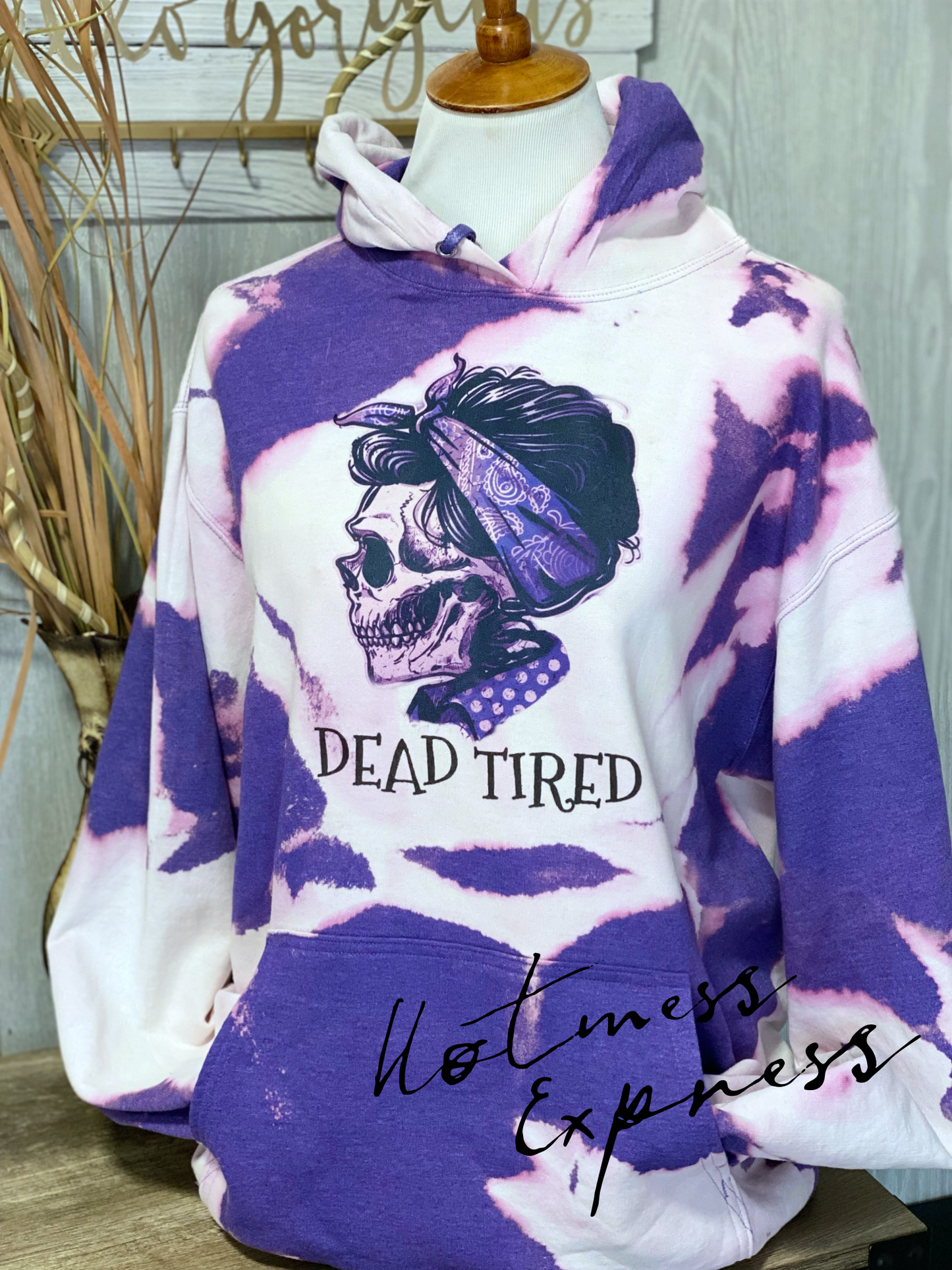 Dead Tired Graphic Bleached Hoodie