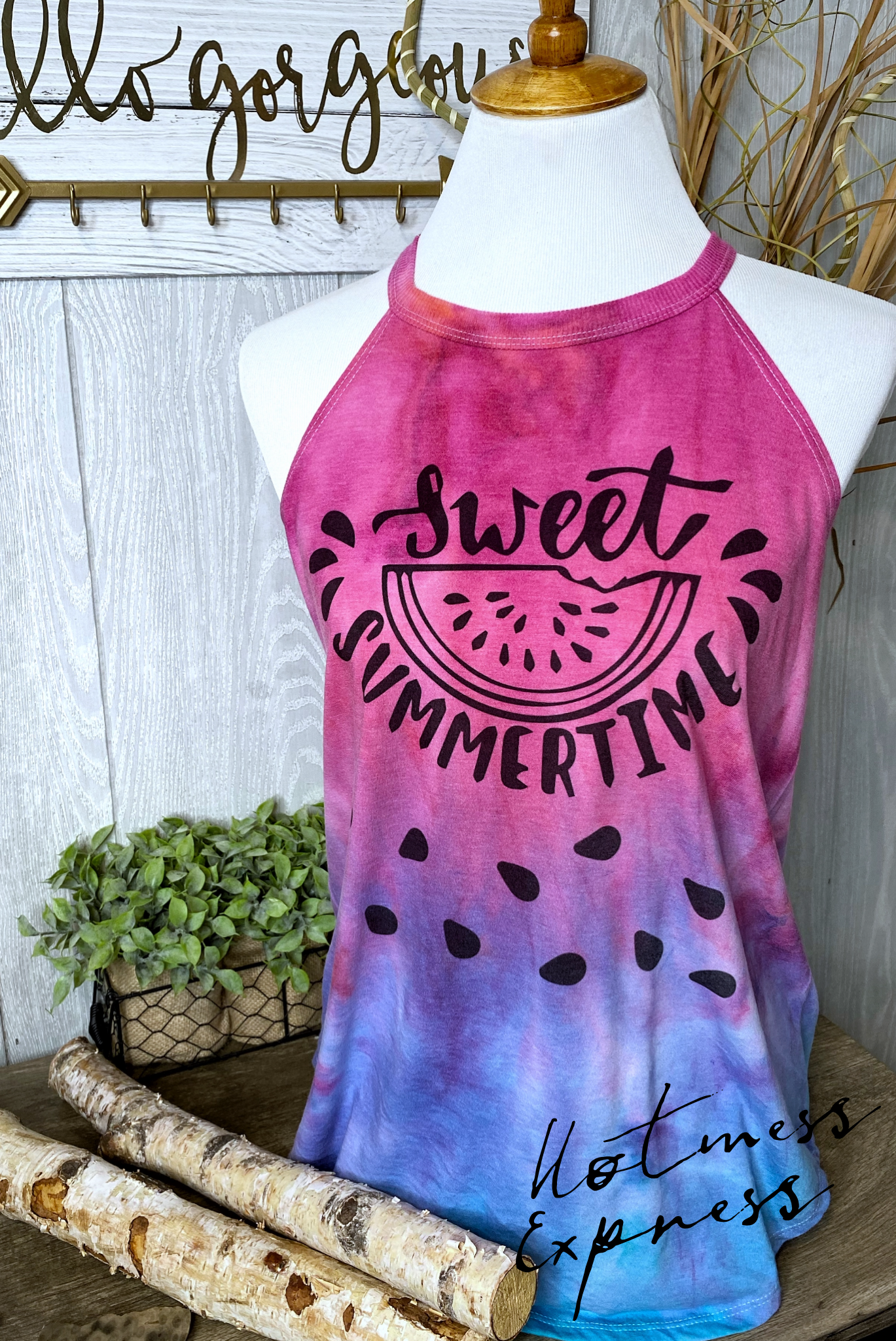 Sweet Summertime Pink/Blue Version Graphic Rocker Tank