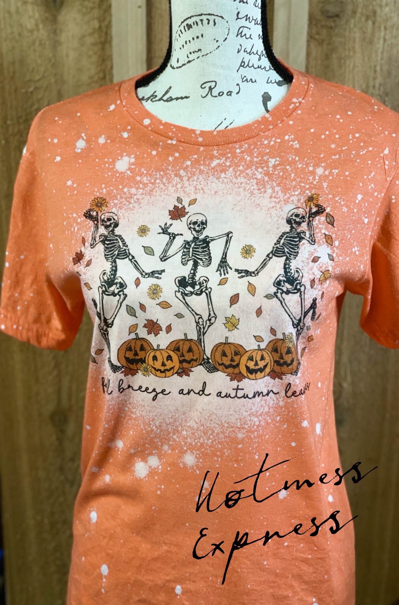 Fall Breeze Skellies Graphic Tee Bleached