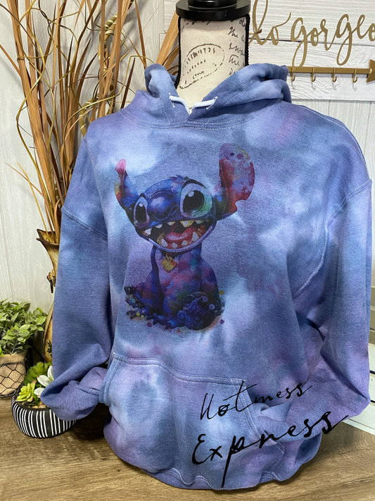 Water Color “Blue Dog” Graphic Hoodie